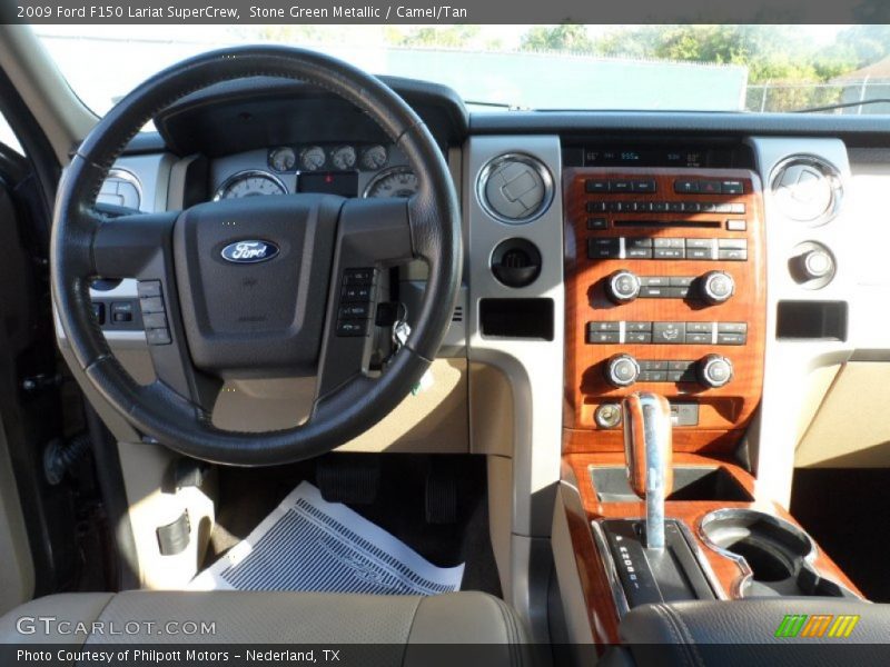 Stone Green Metallic / Camel/Tan 2009 Ford F150 Lariat SuperCrew