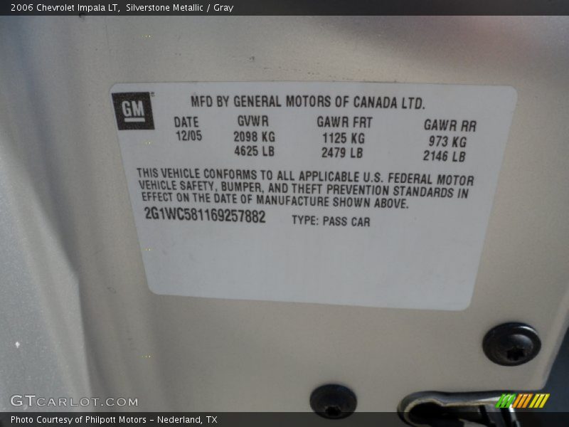 Silverstone Metallic / Gray 2006 Chevrolet Impala LT