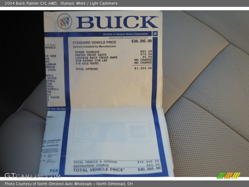 Olympic White / Light Cashmere 2004 Buick Rainier CXL AWD