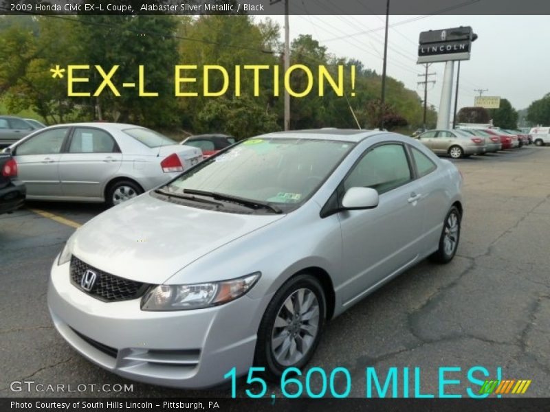 Alabaster Silver Metallic / Black 2009 Honda Civic EX-L Coupe