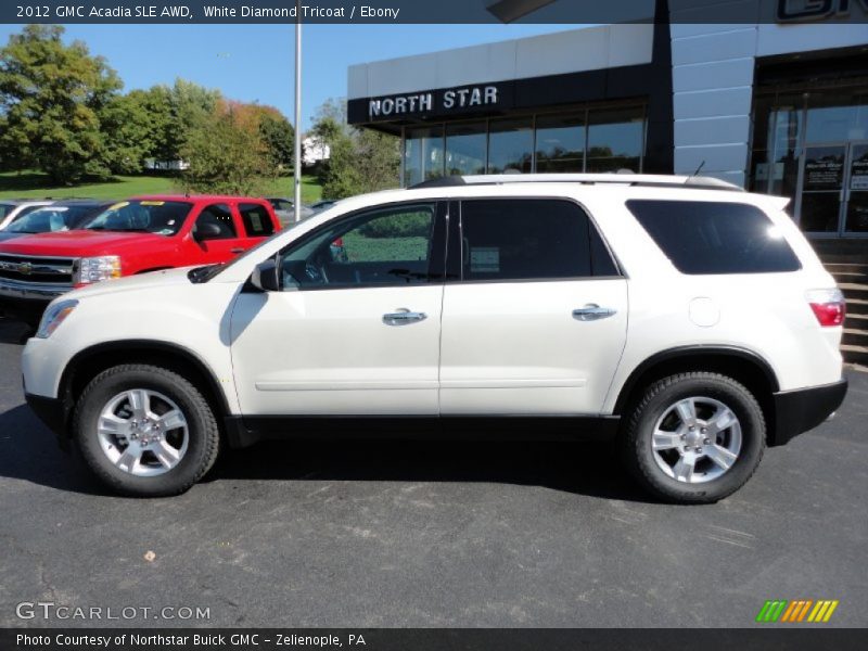 White Diamond Tricoat / Ebony 2012 GMC Acadia SLE AWD