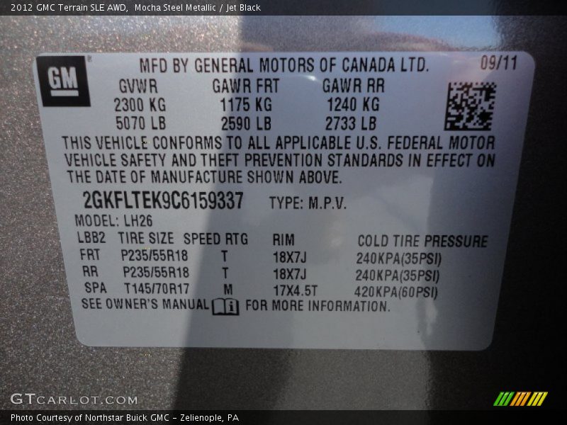 Mocha Steel Metallic / Jet Black 2012 GMC Terrain SLE AWD