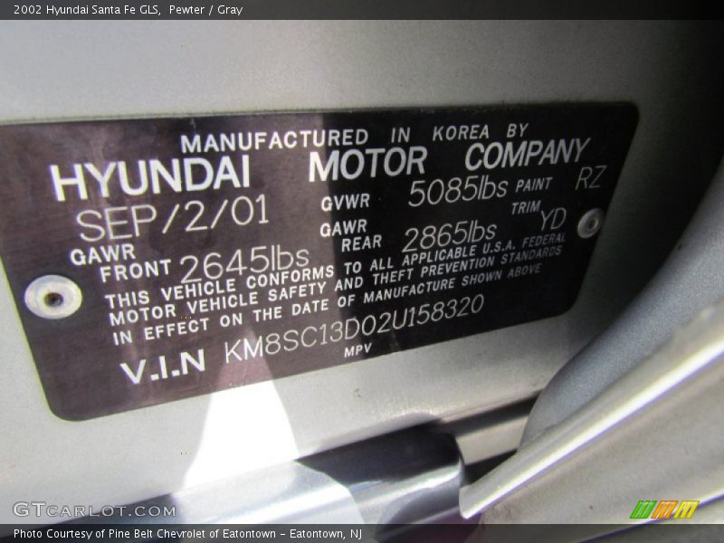 Pewter / Gray 2002 Hyundai Santa Fe GLS