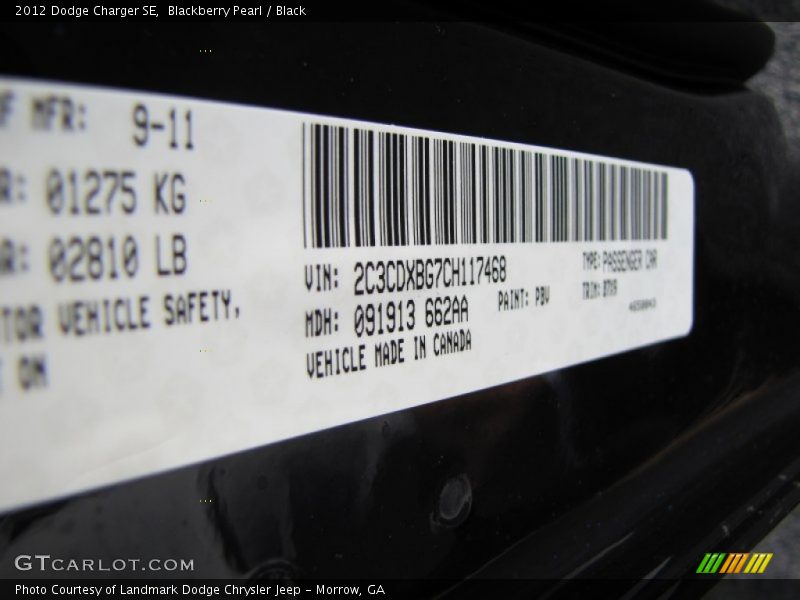 Blackberry Pearl / Black 2012 Dodge Charger SE