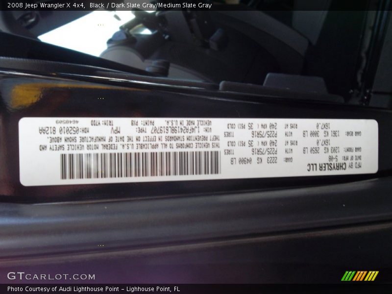 Black / Dark Slate Gray/Medium Slate Gray 2008 Jeep Wrangler X 4x4