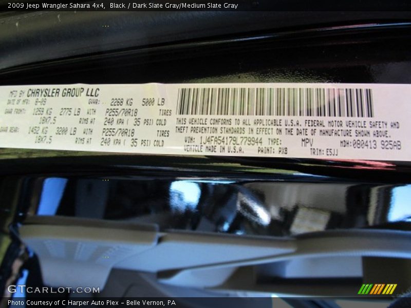 Black / Dark Slate Gray/Medium Slate Gray 2009 Jeep Wrangler Sahara 4x4