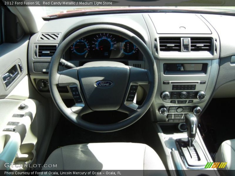 Red Candy Metallic / Medium Light Stone 2012 Ford Fusion SE