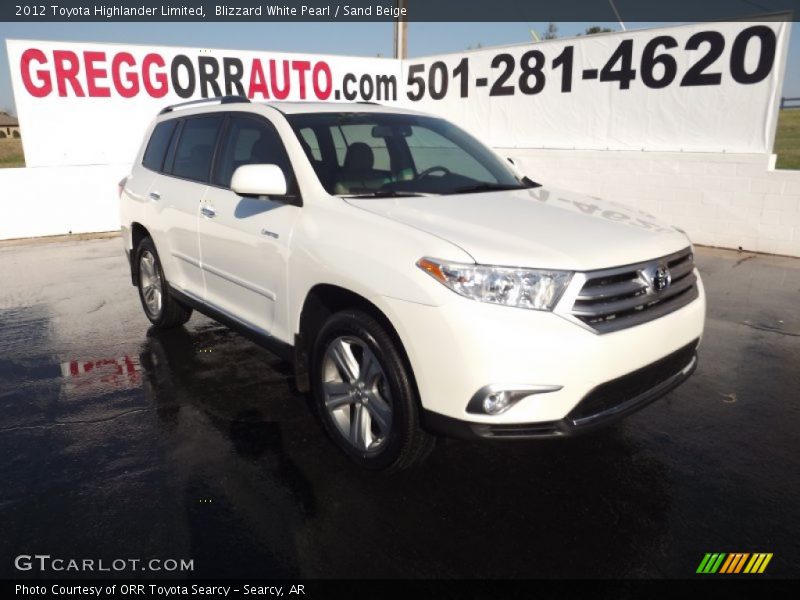 Blizzard White Pearl / Sand Beige 2012 Toyota Highlander Limited