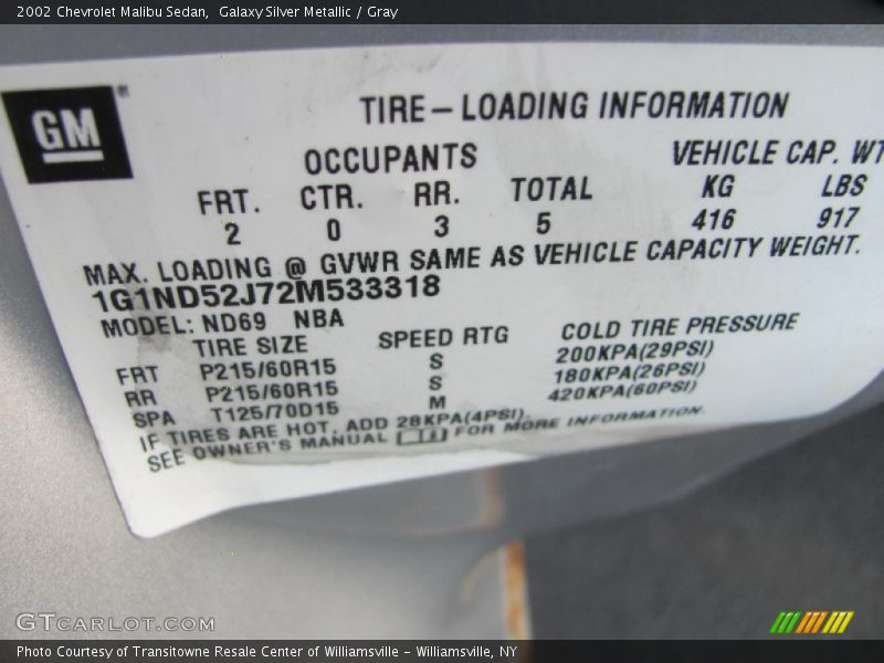 Galaxy Silver Metallic / Gray 2002 Chevrolet Malibu Sedan