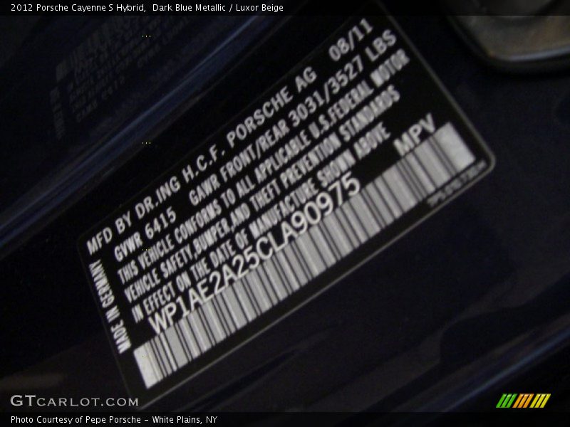 Dark Blue Metallic / Luxor Beige 2012 Porsche Cayenne S Hybrid