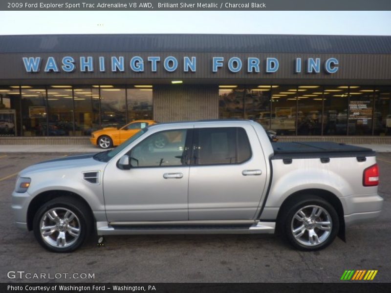 Brilliant Silver Metallic / Charcoal Black 2009 Ford Explorer Sport Trac Adrenaline V8 AWD