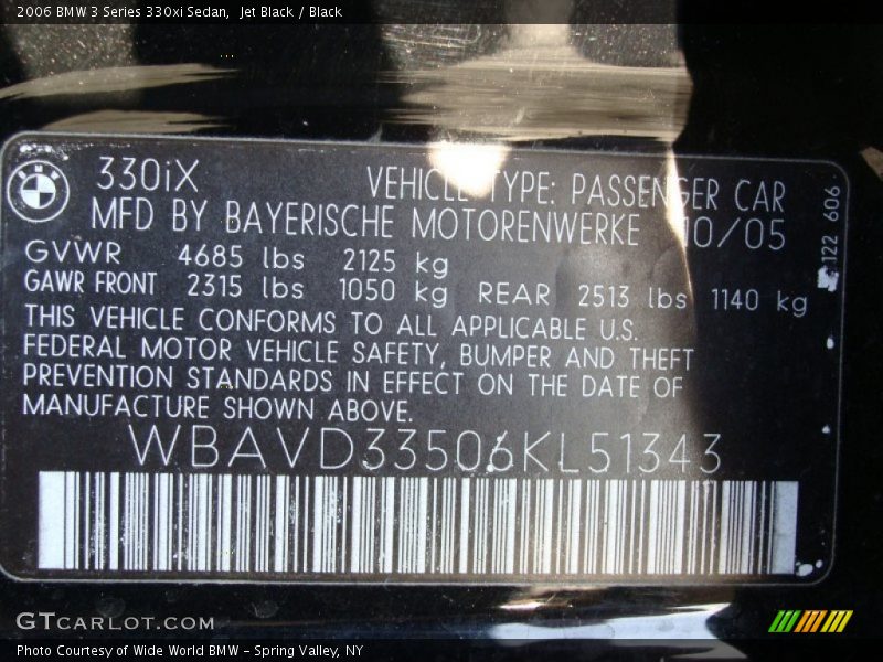 Jet Black / Black 2006 BMW 3 Series 330xi Sedan
