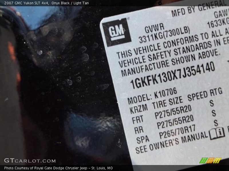 Onyx Black / Light Tan 2007 GMC Yukon SLT 4x4