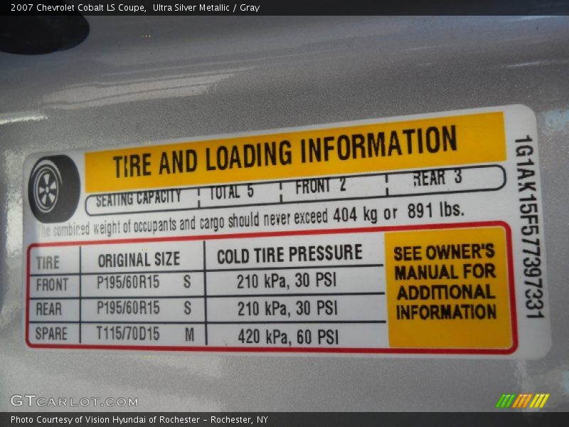 Ultra Silver Metallic / Gray 2007 Chevrolet Cobalt LS Coupe