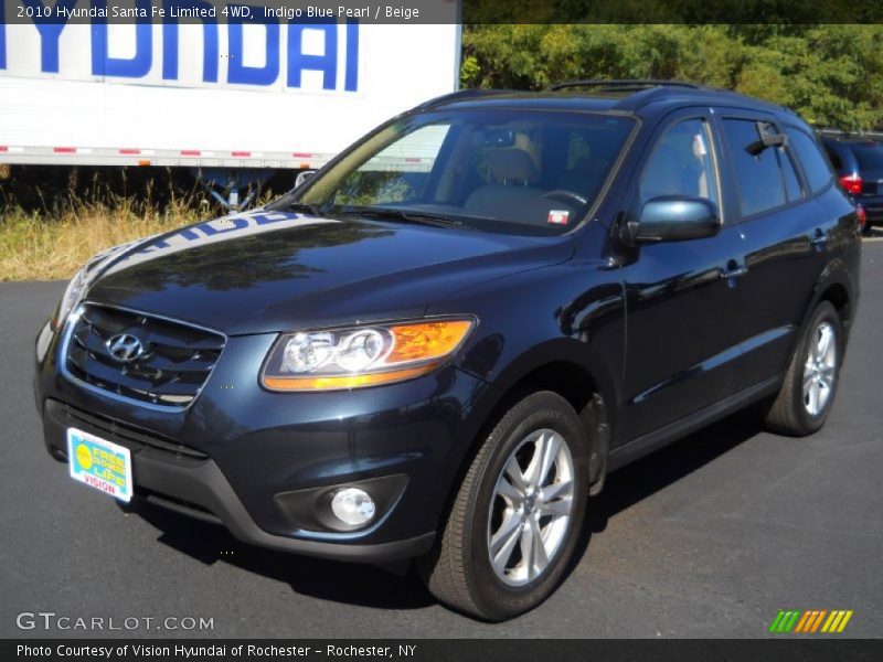Indigo Blue Pearl / Beige 2010 Hyundai Santa Fe Limited 4WD