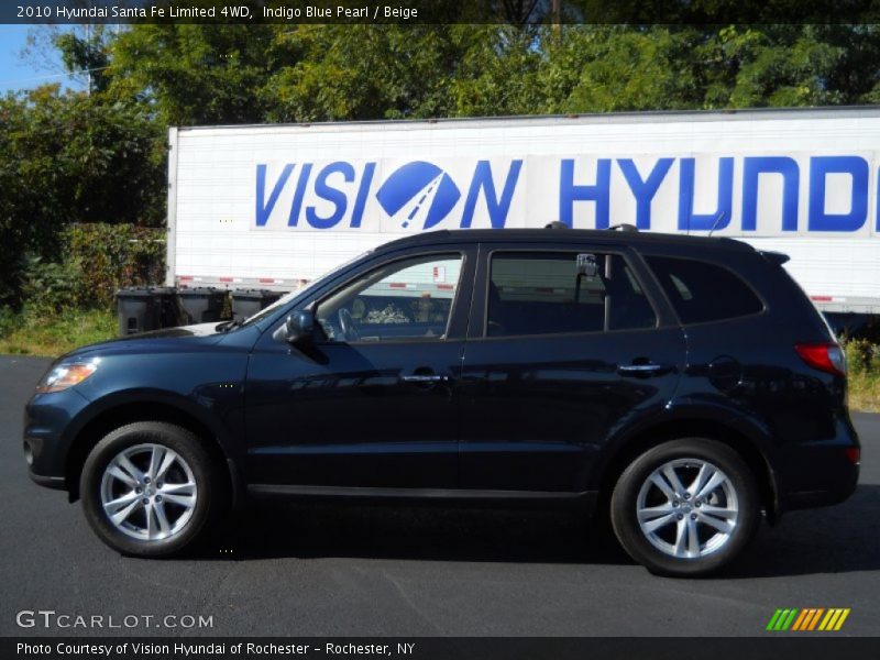 Indigo Blue Pearl / Beige 2010 Hyundai Santa Fe Limited 4WD
