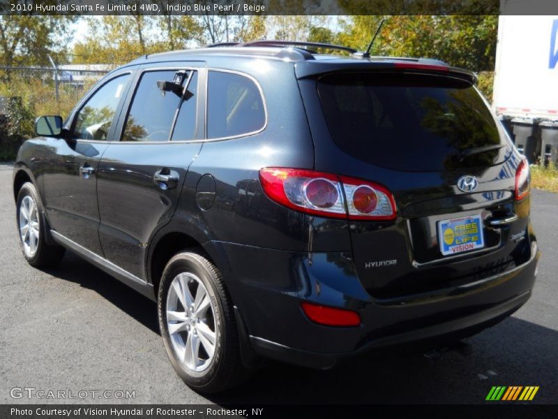 Indigo Blue Pearl / Beige 2010 Hyundai Santa Fe Limited 4WD