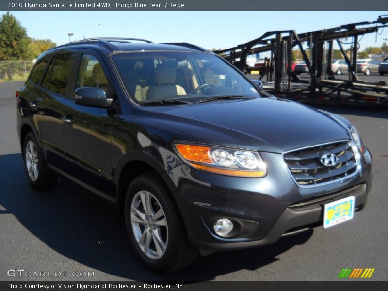 Indigo Blue Pearl / Beige 2010 Hyundai Santa Fe Limited 4WD