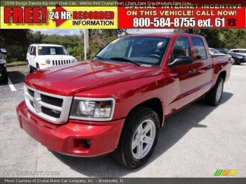 Inferno Red Crystal Pearl / Dark Slate Gray/Medium Slate Gray 2008 Dodge Dakota Big Horn Crew Cab