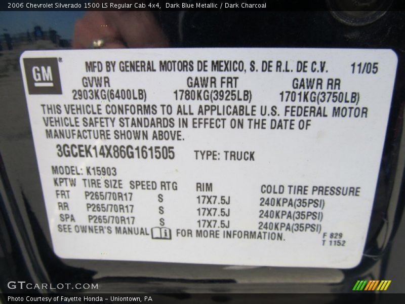 Dark Blue Metallic / Dark Charcoal 2006 Chevrolet Silverado 1500 LS Regular Cab 4x4