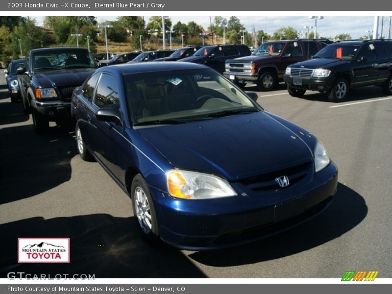 Eternal Blue Pearl / Gray 2003 Honda Civic HX Coupe