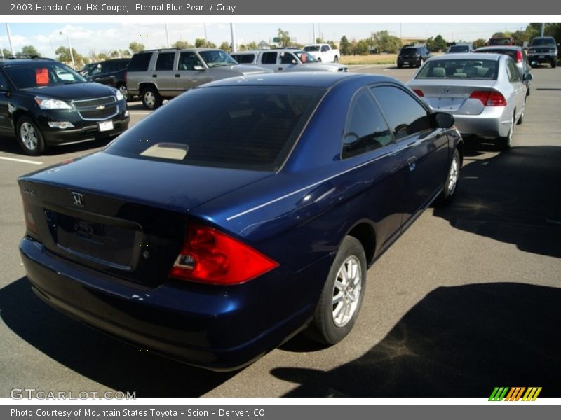 Eternal Blue Pearl / Gray 2003 Honda Civic HX Coupe