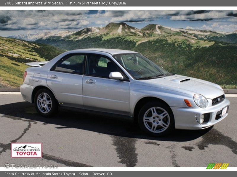 Platinum Silver Metallic / Grey/Blue 2003 Subaru Impreza WRX Sedan