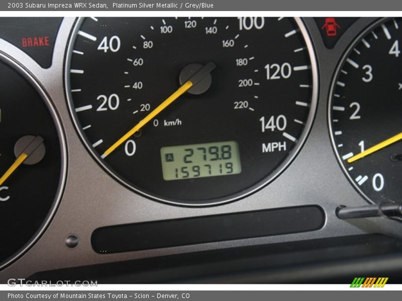 Platinum Silver Metallic / Grey/Blue 2003 Subaru Impreza WRX Sedan