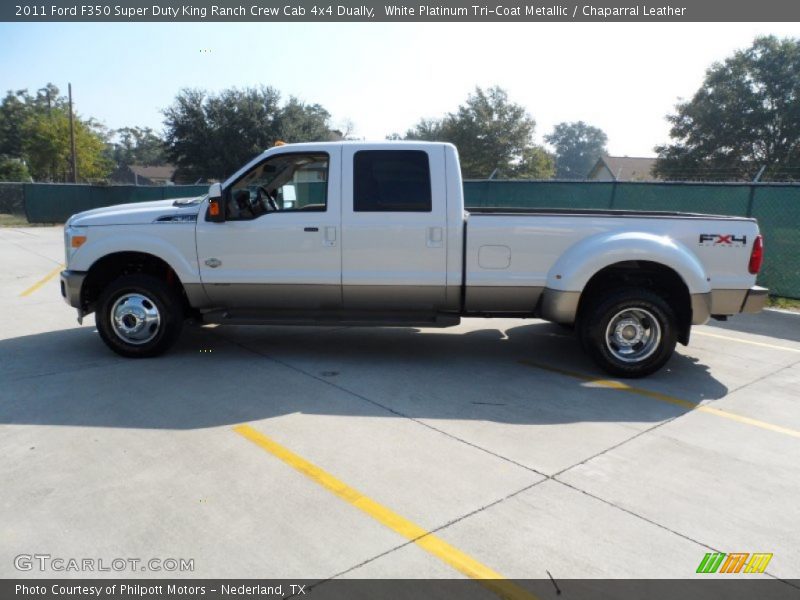 White Platinum Tri-Coat Metallic / Chaparral Leather 2011 Ford F350 Super Duty King Ranch Crew Cab 4x4 Dually
