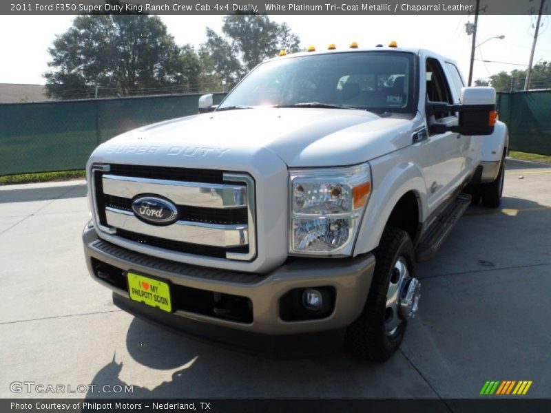White Platinum Tri-Coat Metallic / Chaparral Leather 2011 Ford F350 Super Duty King Ranch Crew Cab 4x4 Dually