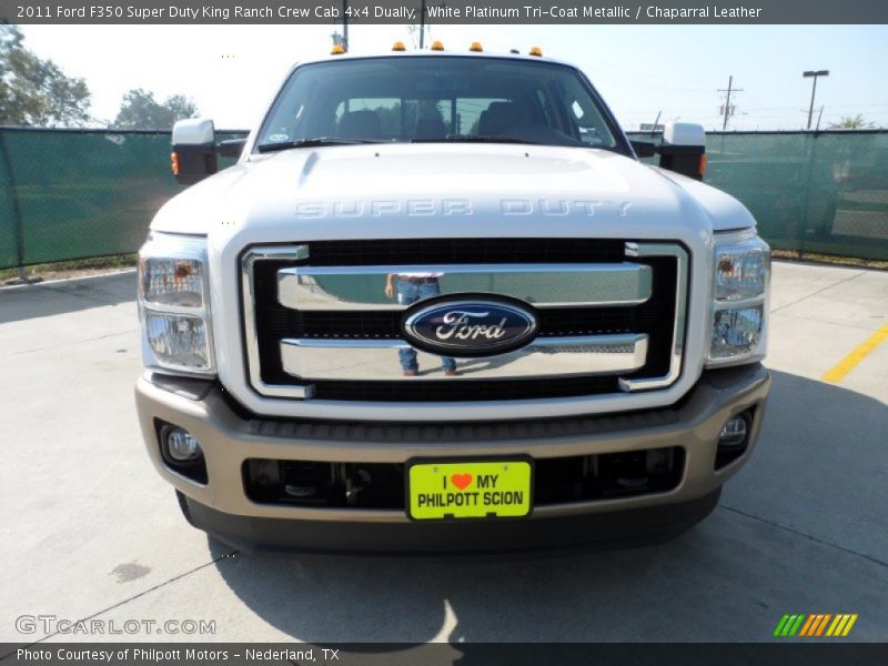 White Platinum Tri-Coat Metallic / Chaparral Leather 2011 Ford F350 Super Duty King Ranch Crew Cab 4x4 Dually
