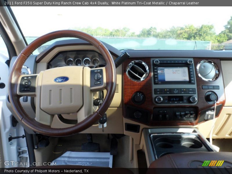 White Platinum Tri-Coat Metallic / Chaparral Leather 2011 Ford F350 Super Duty King Ranch Crew Cab 4x4 Dually