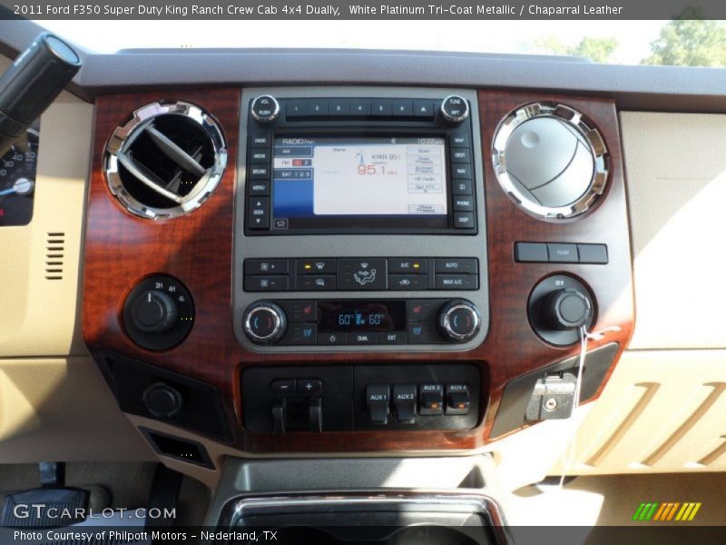 White Platinum Tri-Coat Metallic / Chaparral Leather 2011 Ford F350 Super Duty King Ranch Crew Cab 4x4 Dually