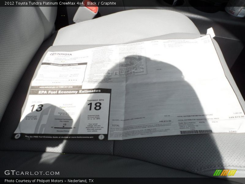 Black / Graphite 2012 Toyota Tundra Platinum CrewMax 4x4
