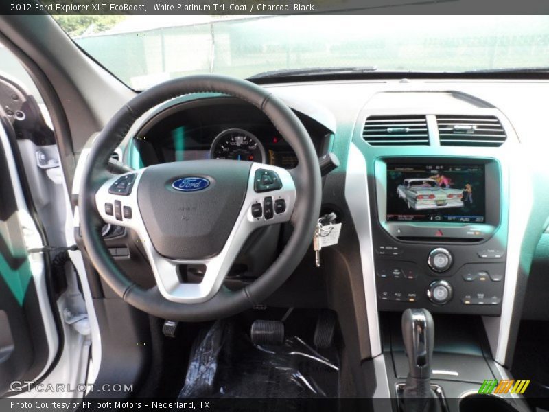 White Platinum Tri-Coat / Charcoal Black 2012 Ford Explorer XLT EcoBoost