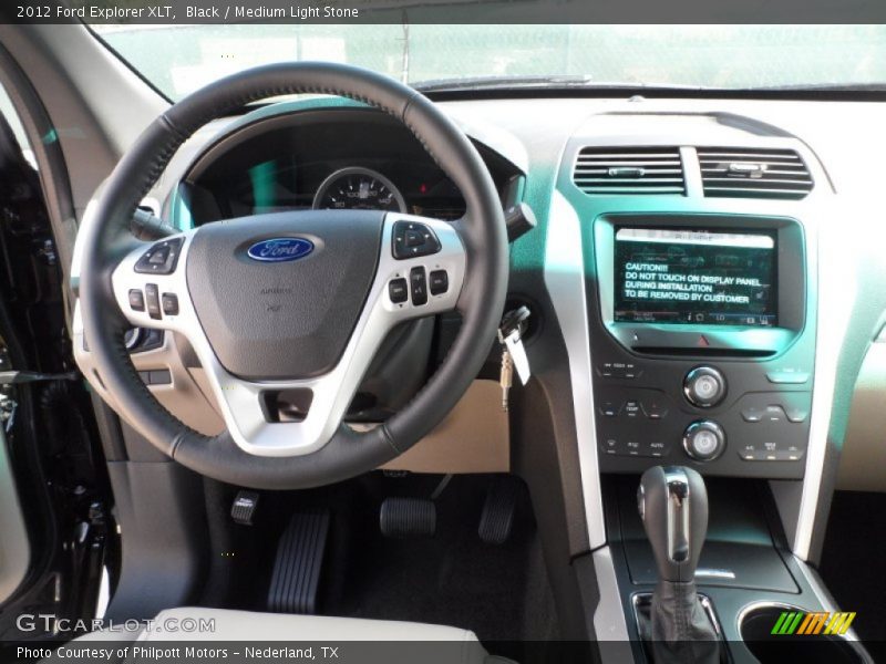 Black / Medium Light Stone 2012 Ford Explorer XLT