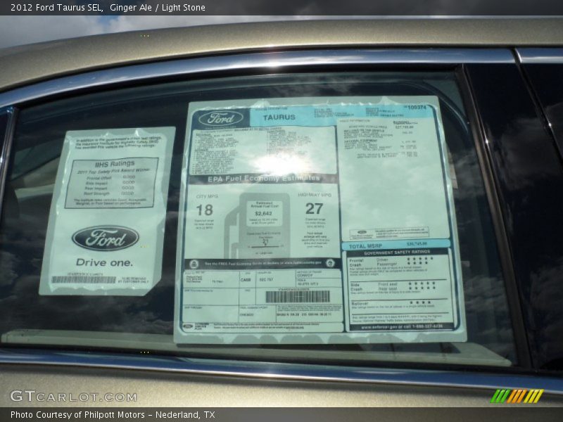  2012 Taurus SEL Window Sticker