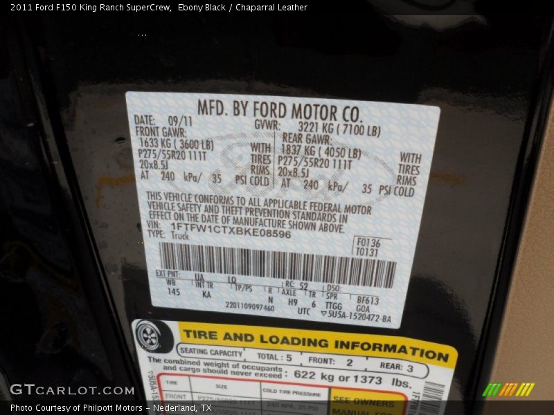 Ebony Black / Chaparral Leather 2011 Ford F150 King Ranch SuperCrew