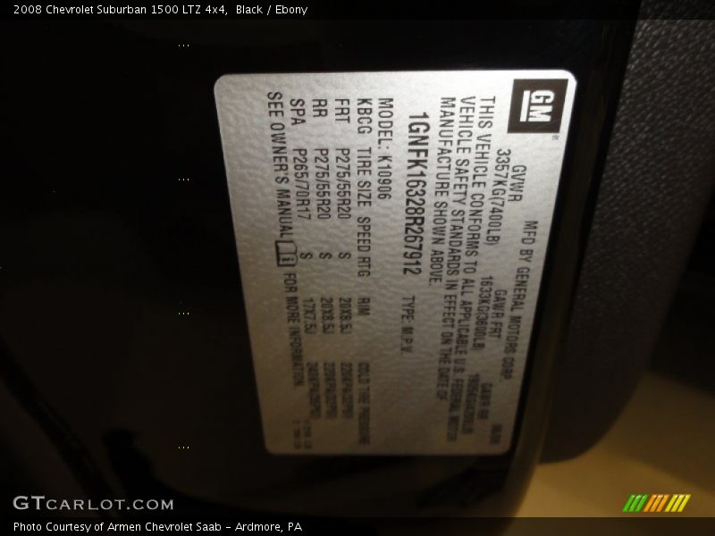 Black / Ebony 2008 Chevrolet Suburban 1500 LTZ 4x4
