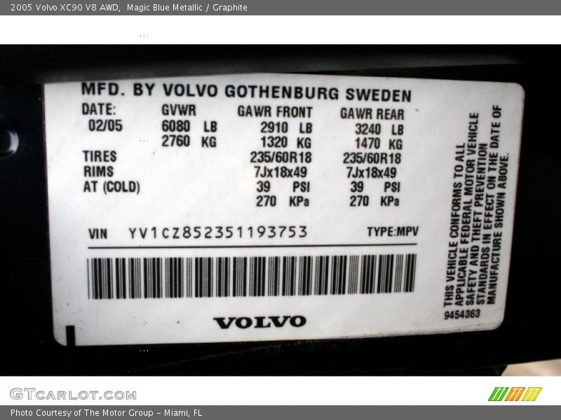 Magic Blue Metallic / Graphite 2005 Volvo XC90 V8 AWD