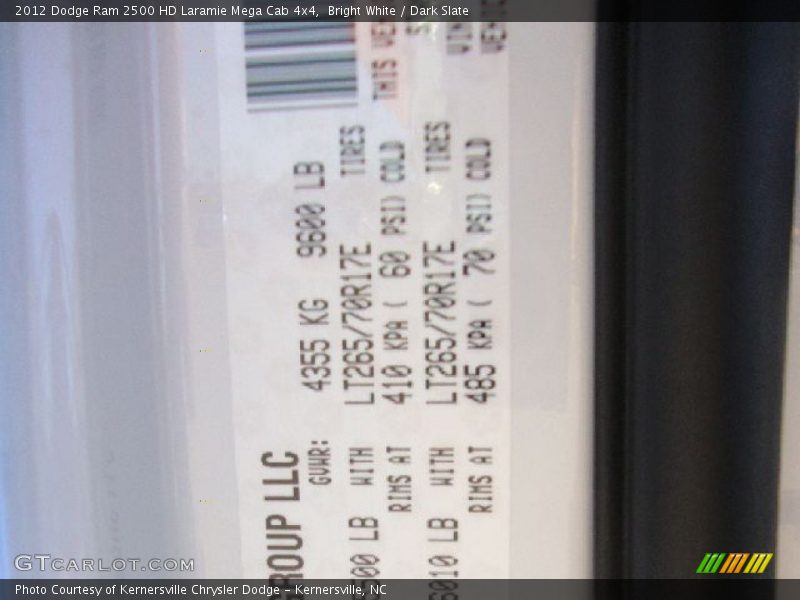 Bright White / Dark Slate 2012 Dodge Ram 2500 HD Laramie Mega Cab 4x4
