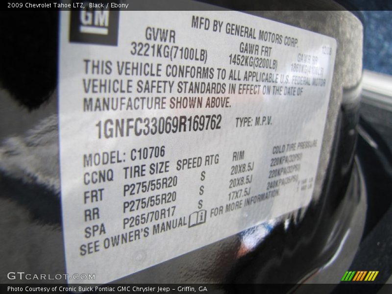 Black / Ebony 2009 Chevrolet Tahoe LTZ
