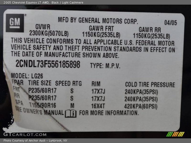 Black / Light Cashmere 2005 Chevrolet Equinox LT AWD