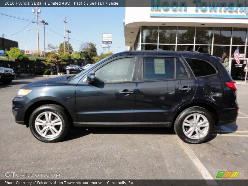 Pacific Blue Pearl / Beige 2010 Hyundai Santa Fe Limited 4WD