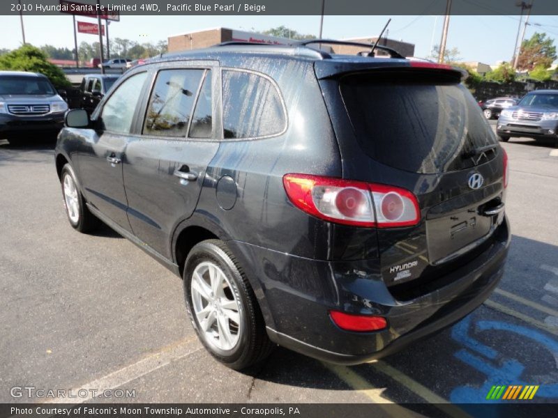 Pacific Blue Pearl / Beige 2010 Hyundai Santa Fe Limited 4WD
