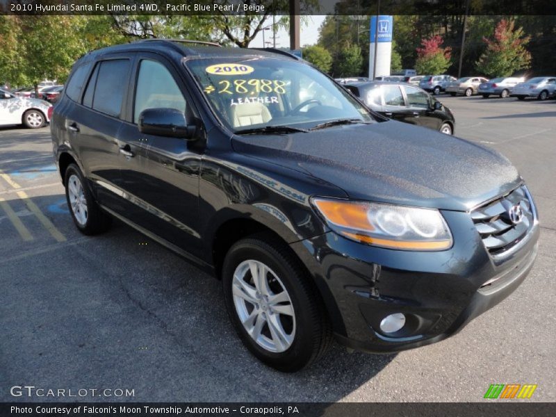 Pacific Blue Pearl / Beige 2010 Hyundai Santa Fe Limited 4WD