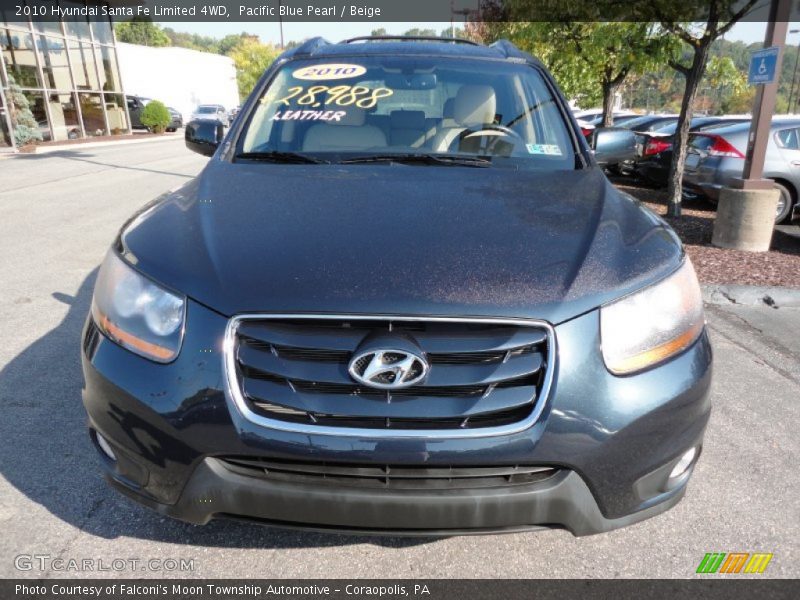 Pacific Blue Pearl / Beige 2010 Hyundai Santa Fe Limited 4WD