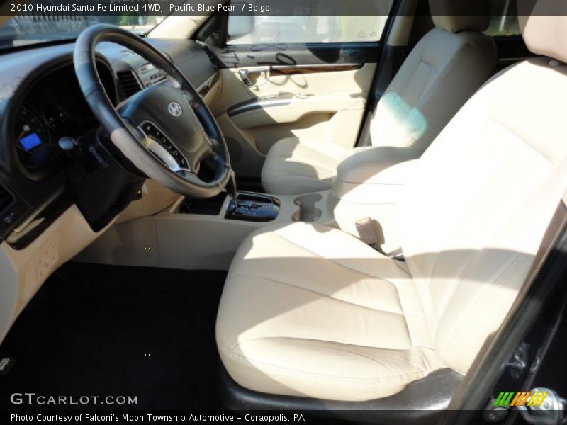 Pacific Blue Pearl / Beige 2010 Hyundai Santa Fe Limited 4WD