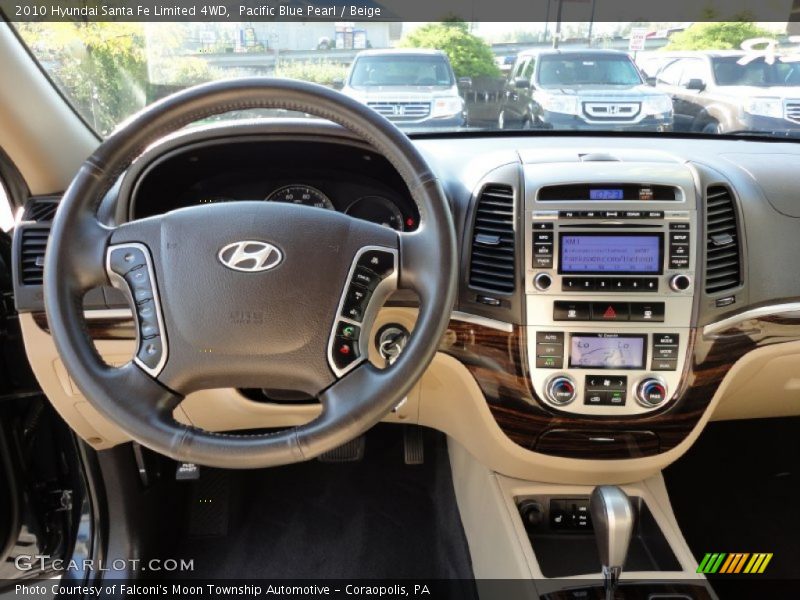 Pacific Blue Pearl / Beige 2010 Hyundai Santa Fe Limited 4WD