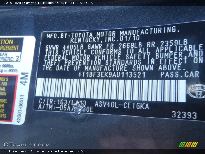 Magnetic Gray Metallic / Ash Gray 2010 Toyota Camry XLE
